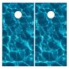 Cornhole Board Decals for Outdoor Games 24inx48in Themed Vinyl Skins Weather-Resistant Cornhole Wrap Set for Family Backyard Fun Parties Decorative game stickers,Set of 2 Blue Water view 1
