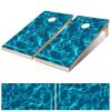 Cornhole Board Decals for Outdoor Games 24inx48in Themed Vinyl Skins Weather-Resistant Cornhole Wrap Set for Family Backyard Fun Parties Decorative game stickers,Set of 2 Blue Water view 3