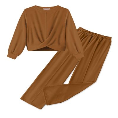 Arshiner Girls' 2 Piece Outfits Sweatsuit Set Long Sleeve Sweatshirts Wide Leg Sweatpant Casual Sets Tracksuit with Pockets