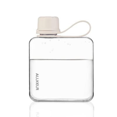 ALLKELR Portable Flat Water Bottle,BPA Free Reusable Tritan Plastic Travel Water Bottle Cup,Lightweight Leakproof Slim Water Bottle Fits Purse,Backpacking, Hiking (White, 10.8 oz)