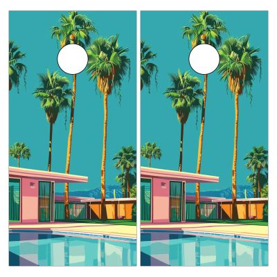 HNOWANG 24inx48in Cornhole Board Decals for Outdoor Games Themed Vinyl Skins Weather-Resistant Cornhole Wrap Set for Family Backyard Fun Parties Decorative Game Stickers,Set of 2 Colorful Summer