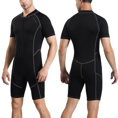 OMGear Wetsuit Women Men 3mm Neoprene Dive Wet Suit for Cold Water Short Thermal Swimsuit for Adults Snorkel Suit for Snorkeling Scuba Diving Swimming(Gray,XL)