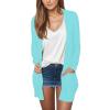 Amaon Women's Solid Color Long Sleeve Cardigan Fashion Temperament Loose Comfortable Cardigan Knit Long (Sky Blue, L) view 1