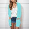 Amaon Women's Solid Color Long Sleeve Cardigan Fashion Temperament Loose Comfortable Cardigan Knit Long (Sky Blue, L) view 2