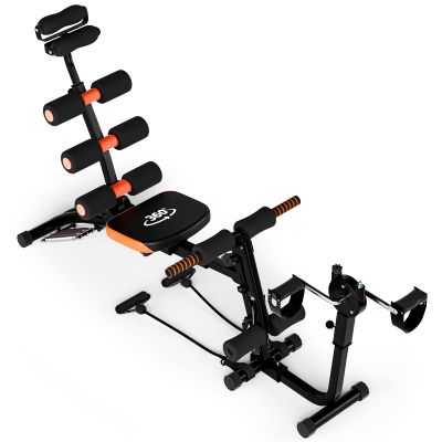 6 in 1 Ab Workout Bench for Home Gym Adjustable Workout Bench with Leg Extension, 360 Twisting Seat, Pedal, Multi-Functional Adjustable Ab Crunch Machine for Total Body Workout (Black)