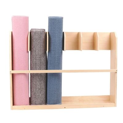 Vibeo Yoga Mat Holder Workout Equipment Bin for Yoga Mats, Wood Tall Storage Basket to Save Floor Space, Yoga Mat Holder for School Office Yoga Pilates Room