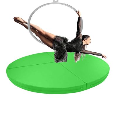 CMYUN Round Aerial Hoop Crash Mat for Home Gym,120/140/150/160/180/200cm Pole Dance Mat/Yoga Fitness Exercise Mat, 3/5cm Thick Safety Protection Mat(Color:Green,Size:120cmx3cm(47"x1.2"))
