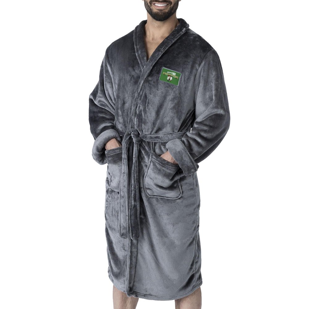 Northwest NBA Boston Celtics NBA Champions 2024 Transfer Patch Silk Touch Bath Robe, L/XL, Hardwood