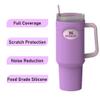 Silicone Boot for Stanley Cup 40 oz Bottom Protector & Replacement 12 Straw Set Compatible for Stanley Tumbler Accessories Quencher with Handle Full Body Sleeve Case Anti-Slip (Pink Purple) view 2