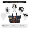 SSIMOO Volcano Print Portable Travel Duffel Bag,Ideal For Business And Private Travel, Black view 3