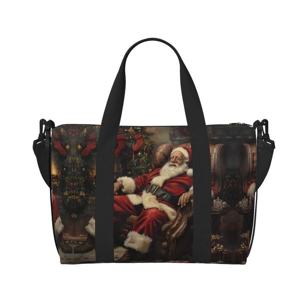 Xmas Print Portable Travel Duffel Bag,Ideal For Business And Private Travel