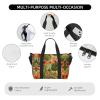 SSIMOO Beauty Flowers Print Portable Travel Duffel Bag,Ideal For Business And Private Travel, Black view 3
