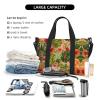 SSIMOO Beauty Flowers Print Portable Travel Duffel Bag,Ideal For Business And Private Travel, Black view 4