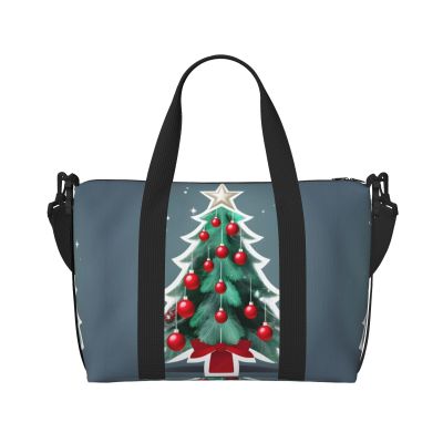 SSIMOO Christmas Tree And Red Ball Print Versatile Travel Duffel Bag,The Companion For Business And Personal Trips, Black