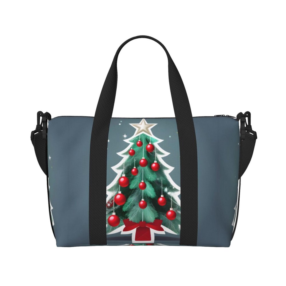 SSIMOO Christmas Tree And Red Ball Print Versatile Travel Duffel Bag,The Companion For Business And Personal Trips, Black