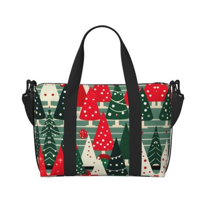 SSIMOO Christmas Trees Print Portable Travel Duffel Bag,Ideal For Business And Private Travel, Black
