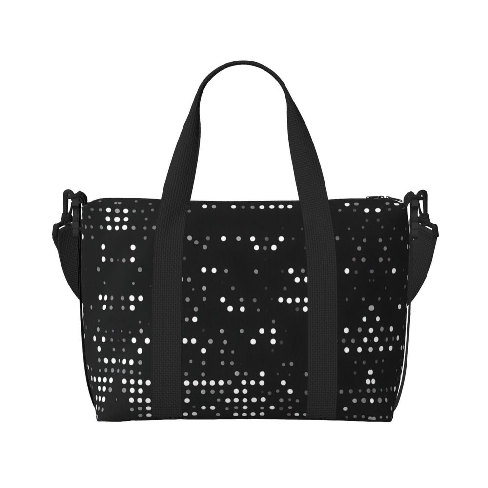 Black Round Dot Print Portable Travel Duffel Bag,Ideal For Business And Private Travel