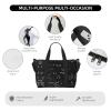 Black Round Dot Print Portable Travel Duffel Bag,Ideal For Business And Private Travel view 4