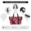 SSIMOO Red Rose Petals Print Portable Travel Duffel Bag,Ideal For Business And Private Travel, Black view 3