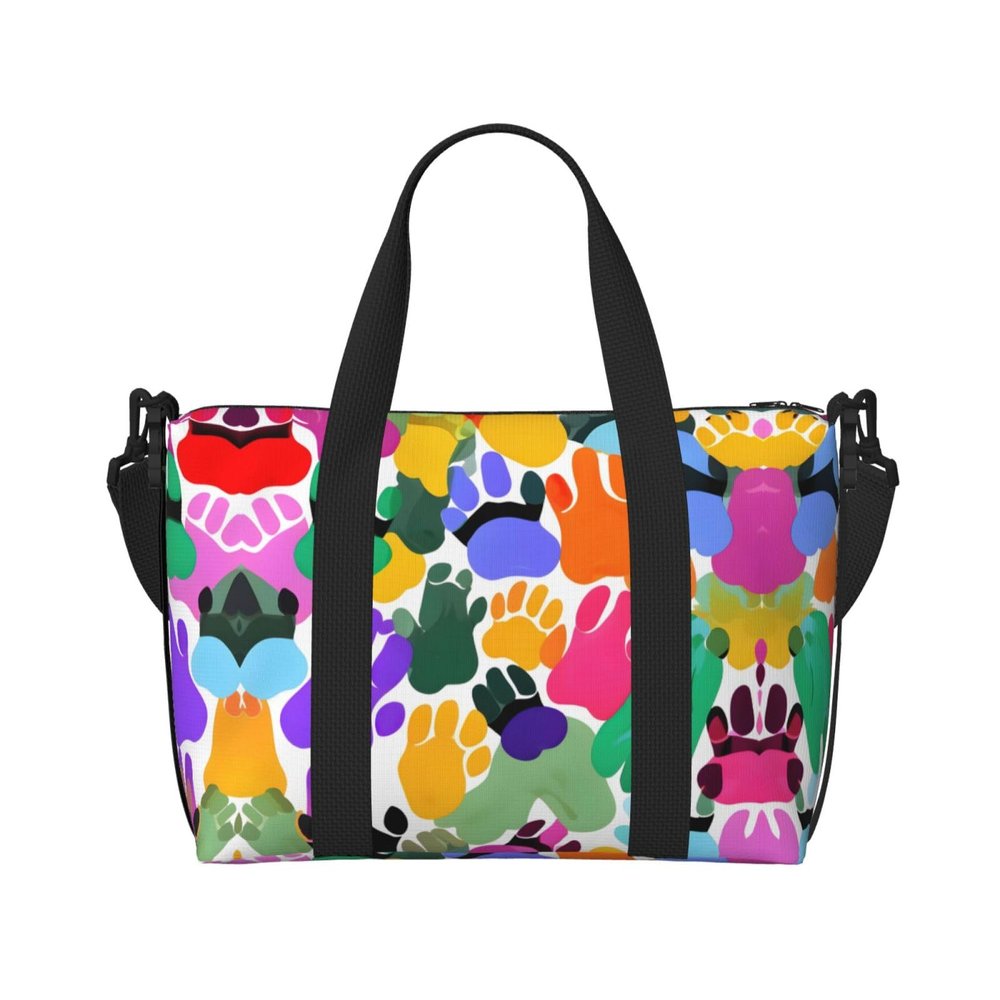 Colorful Dog Paw Print Versatile Travel Duffel Bag,The Companion For Business And Personal Trips