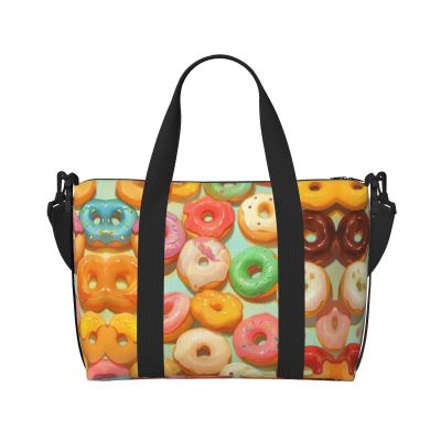 SSIMOO Doughnut Print Versatile Travel Duffel Bag,The Companion For Business And Personal Trips, Black