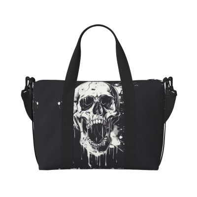 FRESQA Horror Ghost Skull Print Versatile Travel Gym Carry Bag,Ideal For Business,Sports,Weekend Stays, Black
