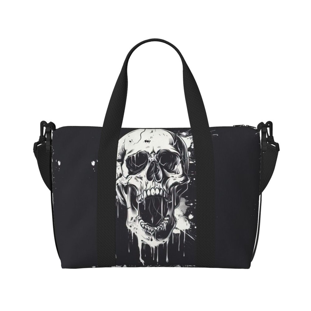 FRESQA Horror Ghost Skull Print Versatile Travel Gym Carry Bag,Ideal For Business,Sports,Weekend Stays, Black