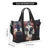 Floral Skull Print Portable Travel Duffel Bag,Ideal For Business And Private Travel view 2