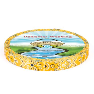 Country Brook Design - Yellow Bandana Polyester Webbing (1/2 Inch, 50 Yards)