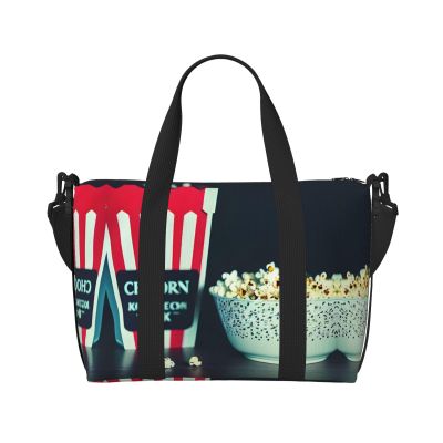 SSIMOO Movie Clapboard And Popcorn Print Versatile Travel Duffel Bag,The Companion For Business And Personal Trips, Black
