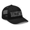 RIVEMUG NG Baltimore Embroidered Curved Bill Trucker Hat Mid Crown Adjustable Baseball Cap Gifts for Men Women Black view 4