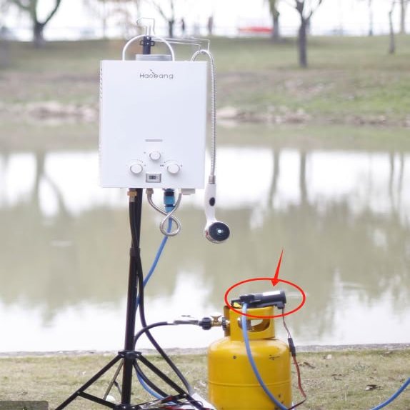 10L Outdoor Portable Camping Hiking Gas Shower Bathtub Water Heater With Stand Pump