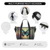 SSIMOO Hand Drawn Color Butterfly 2 Print Portable Travel Duffel Bag,Ideal For Business And Private Travel, Black view 3
