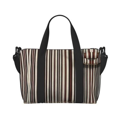 SSIMOO Brown Stripe Print Versatile Travel Duffel Bag,The Companion For Business And Personal Trips, Black