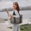 SSIMOO Brown Stripe Print Versatile Travel Duffel Bag,The Companion For Business And Personal Trips, Black view 2