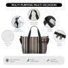 SSIMOO Brown Stripe Print Versatile Travel Duffel Bag,The Companion For Business And Personal Trips, Black view 4