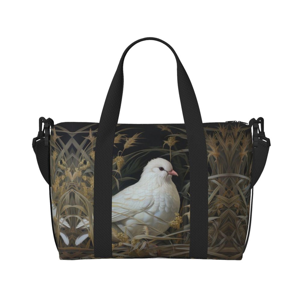 Grass And Dove Print Portable Travel Duffel Bag,Ideal For Business And Private Travel