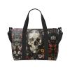 SSIMOO Floral Skull Print Portable Travel Duffel Bag,Ideal For Business And Private Travel, Black view 1