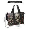SSIMOO Floral Skull Print Portable Travel Duffel Bag,Ideal For Business And Private Travel, Black view 2