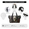 SSIMOO Floral Skull Print Portable Travel Duffel Bag,Ideal For Business And Private Travel, Black view 3