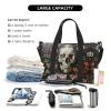 SSIMOO Floral Skull Print Portable Travel Duffel Bag,Ideal For Business And Private Travel, Black view 4