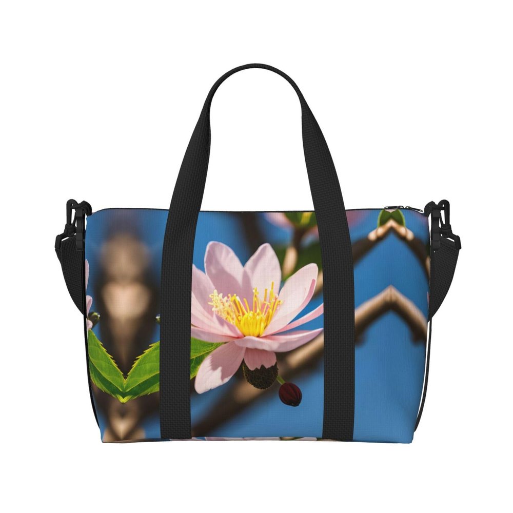 SSIMOO Red Almond Blossom Print Versatile Travel Duffel Bag,The Companion For Business And Personal Trips, Black