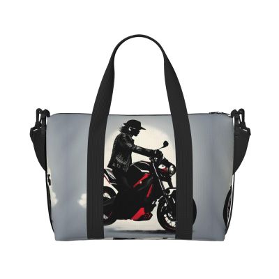 SSIMOO Rider Silhouette Pattern Print Versatile Travel Duffel Bag,The Companion For Business And Personal Trips, Black