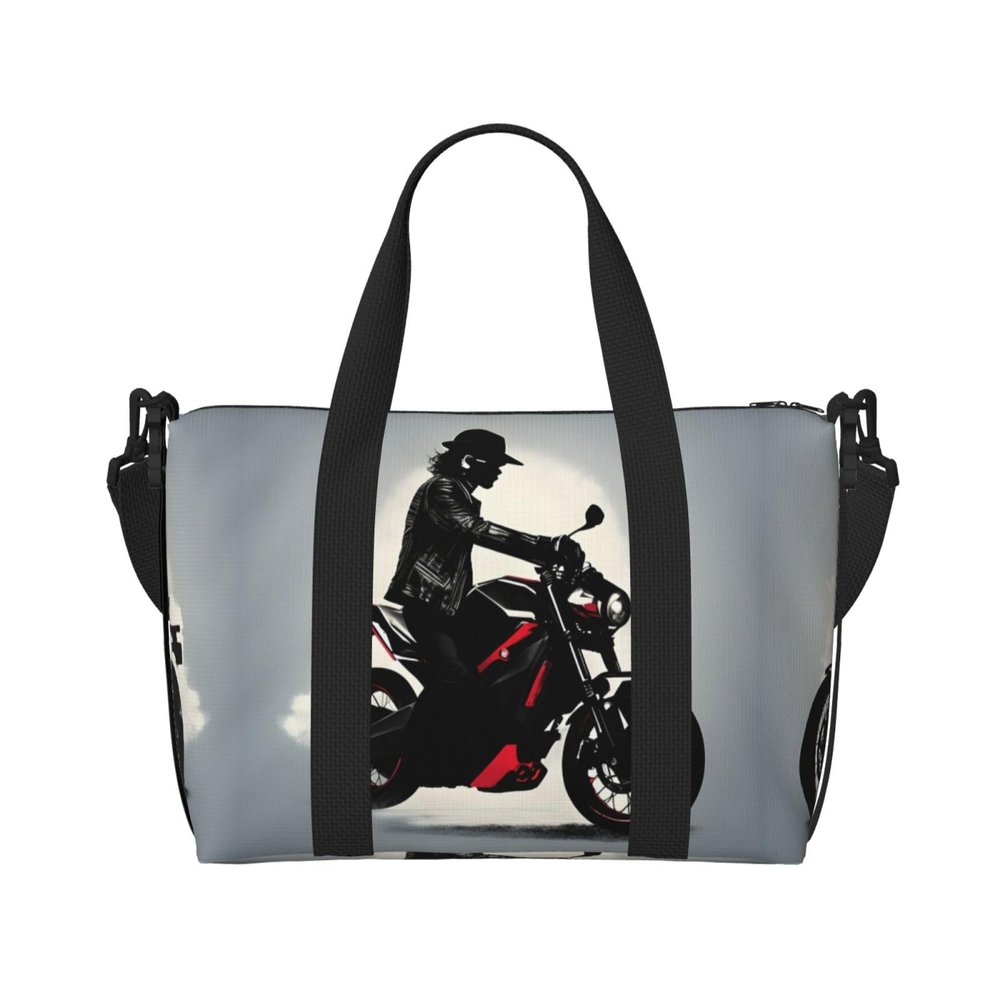 SSIMOO Rider Silhouette Pattern Print Versatile Travel Duffel Bag,The Companion For Business And Personal Trips, Black