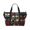 SSIMOO Skull And Red Rose Print Portable Travel Duffel Bag,Ideal For Business And Private Travel, Black view 1