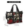 SSIMOO Skull And Red Rose Print Portable Travel Duffel Bag,Ideal For Business And Private Travel, Black view 2