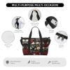 SSIMOO Skull And Red Rose Print Portable Travel Duffel Bag,Ideal For Business And Private Travel, Black view 3