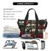 SSIMOO Skull And Red Rose Print Portable Travel Duffel Bag,Ideal For Business And Private Travel, Black view 4