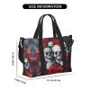 SSIMOO Skull And Red Rose Print Portable Travel Duffel Bag,Ideal For Business And Private Travel, Black view 2