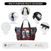 SSIMOO Skull And Red Rose Print Portable Travel Duffel Bag,Ideal For Business And Private Travel, Black view 3